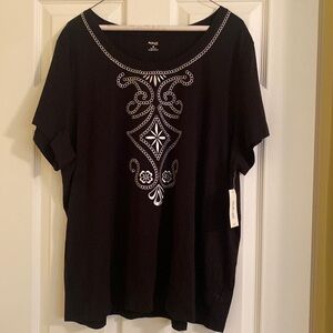 Style and Co black embroidered top